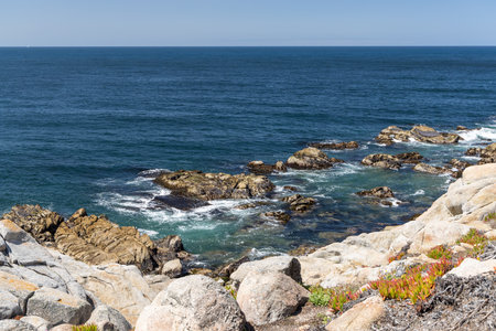 A captivating coastal landscape featuring the majestic ocean along the scenic 17-Mile Drive in Californiaの写真素材