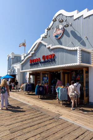 Santa Monica, California, United States - October 01 2022: Santa Monica Pier with its iconic Ferris wheel, amusement park and ocean view, a popular landmark on the Pacific coast.のeditorial素材
