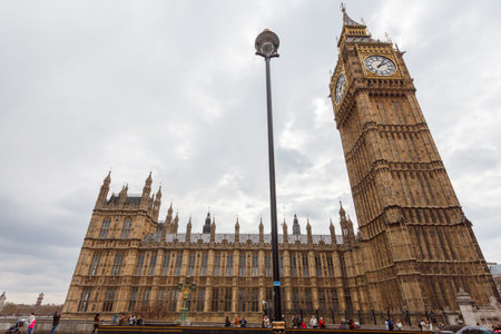 London, United Kingdom - April 1 2012: Central London with Big Ben, Westminster and iconic...