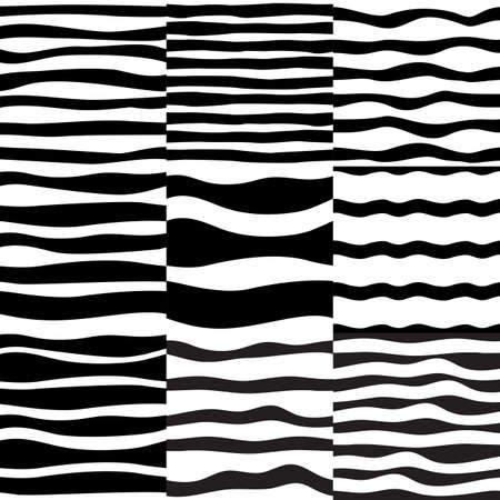 Collection set of striped seamless patterns. Stripe pattern with black and white colors. Abstract background.のイラスト素材