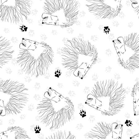 Seamless head lion. Funny kids print.のイラスト素材