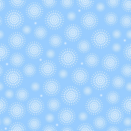 Seamless winter pattern. Print with snowflakes on blue background.のイラスト素材
