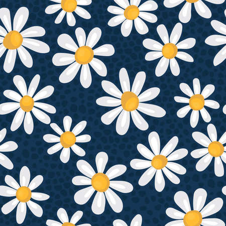 Seamless spring pattern with simple chamomiles.のイラスト素材