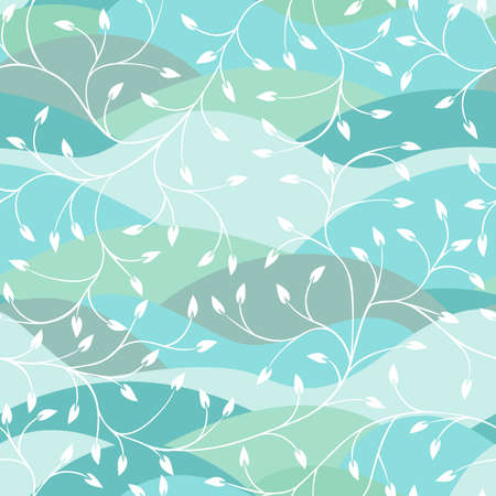Beautiful leaf pattern on geometric background. Seamless summer pattern for fabric and element design.のイラスト素材