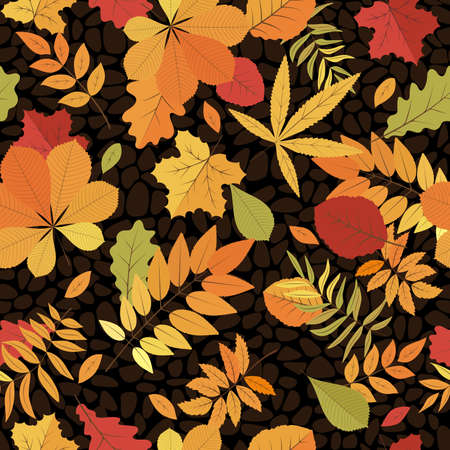 Seamless bright leaves. Autumn pattern.のイラスト素材