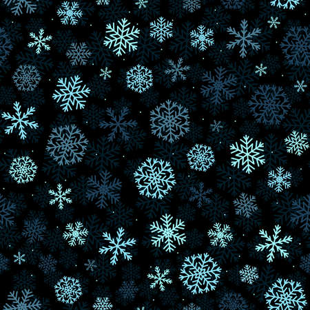 Seamless snowflakes on black background.のイラスト素材