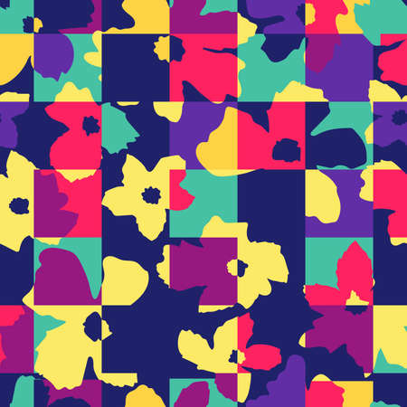 Bright flowers vector seamless pattern. Abstract seamless pattern.