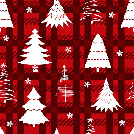 Seamless new year 2022 pattern. Christmas print with tree and snow.のイラスト素材