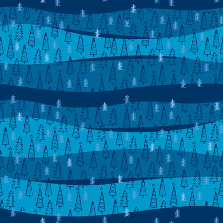 Doodle christmas tree seamless pattern. Vector for textile, covers, package, wrapping paper.
