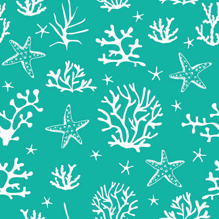 Sea seamless of seaweed and bubble. marine illustration.のイラスト素材