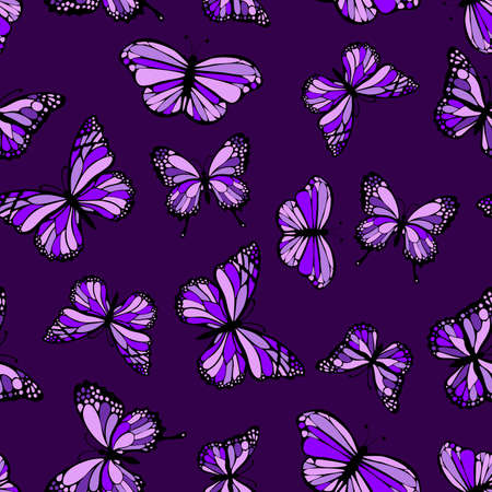 Purple butterflies seamlessのイラスト素材