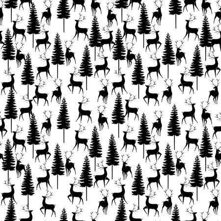 Corporate Holiday seamless pattern with Christmas tree and reindeersのイラスト素材