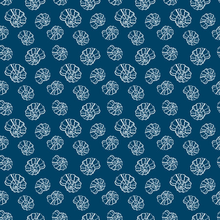 Undersea world cartoon background with seashell on blue backgroundのイラスト素材