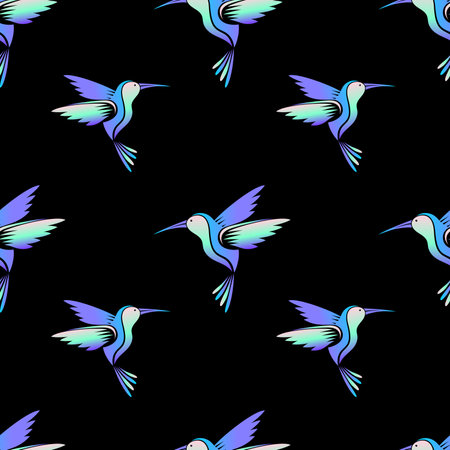 Hummingbird bright seamless patternのイラスト素材