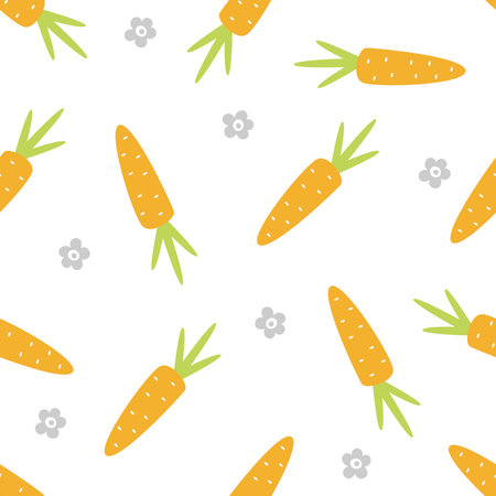 Seamless pattern with carrots and flowersのイラスト素材