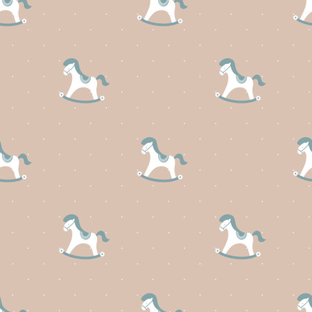 Cute Kids seamless pattern. Children toys rocking horseのイラスト素材