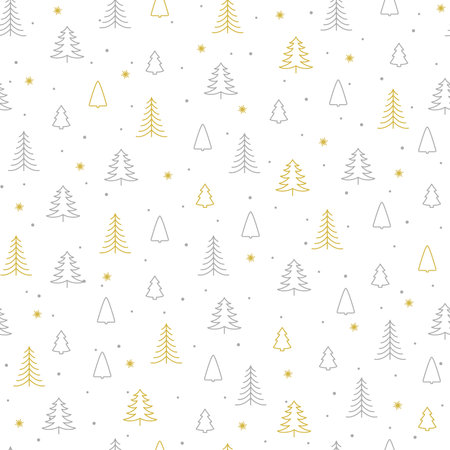 Christmas trees Seamless pattern. Winter happy New Year wrapping paper background.のイラスト素材