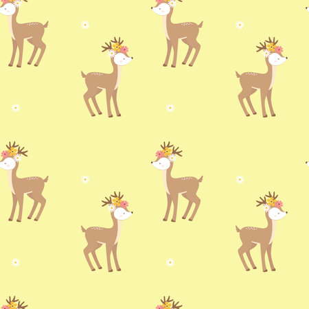 Cute adorable little baby girl. Kids card template or seamless background pattern. Hand drawn cartoon vector illustrationのイラスト素材