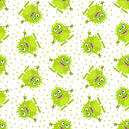 Cute pattern with funny monsters. Seamless vector print with abstract monster for baby textile.のイラスト素材