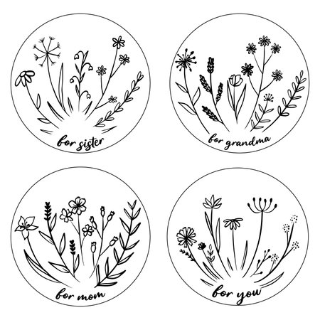 Hand drawn little card with sketch flowers. Vector calligraphic illustration for greeting cards, posters, prints, t-shirts.のイラスト素材