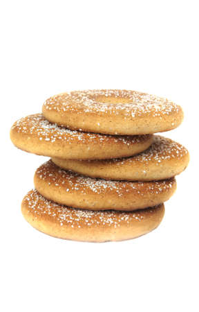 Pile of tasty cookies on white backgroundの写真素材