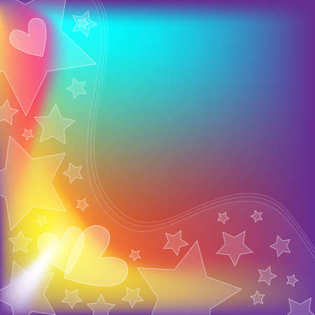 Romantic and colorful background with hearts and starsのイラスト素材