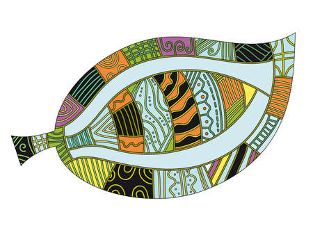 Leaf with different colorful pattern over white backgroundのイラスト素材