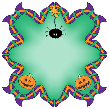 Colorful Halloween Background with Spider and Pumpkinsのイラスト素材