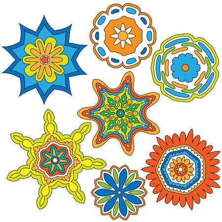 Colorful Ornament Collection isolated over white backgroundのイラスト素材