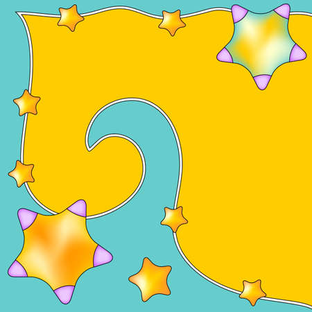 Modern colorful background with curl and starsのイラスト素材