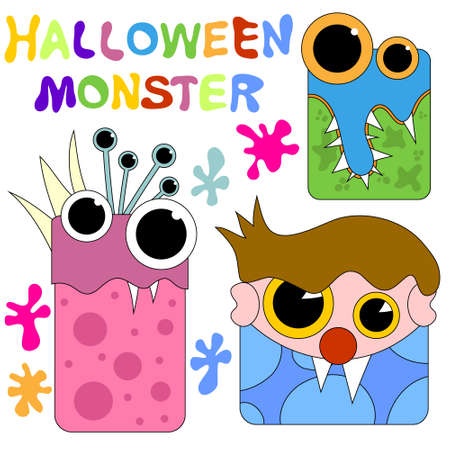 Cute and funny monster collection halloweenのイラスト素材