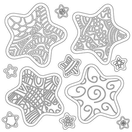 Black and white star collectionのイラスト素材