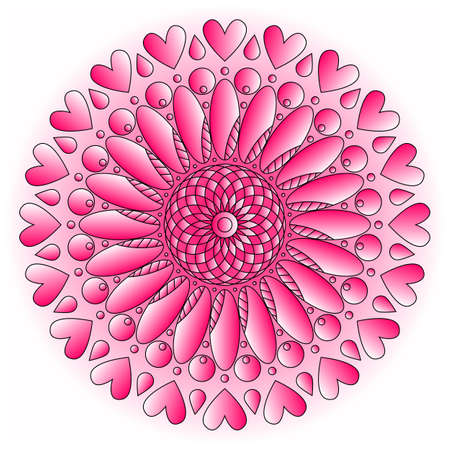 Pink ornament with heartsのイラスト素材