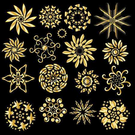 Festive golden ornament collectionの写真素材