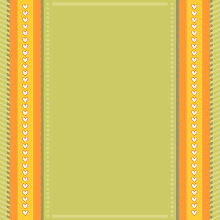 Green and orange background with hearts and stripesのイラスト素材