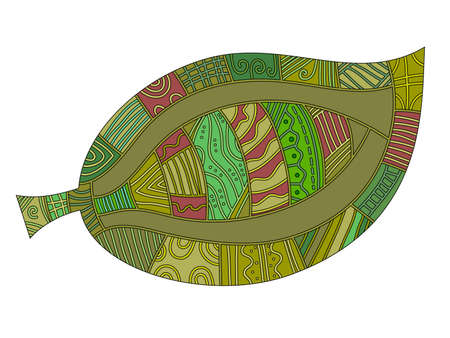 Leaf with different red and green pattern over white backgroundのイラスト素材