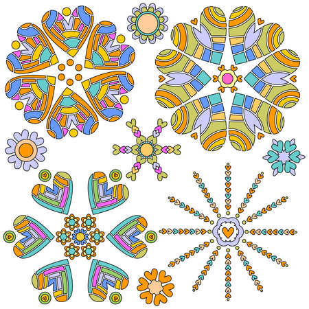 Colorful heart ornament collection over white backgroundのイラスト素材