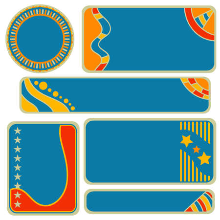 Colorful tag, label or banner collection with stars and stripesのイラスト素材