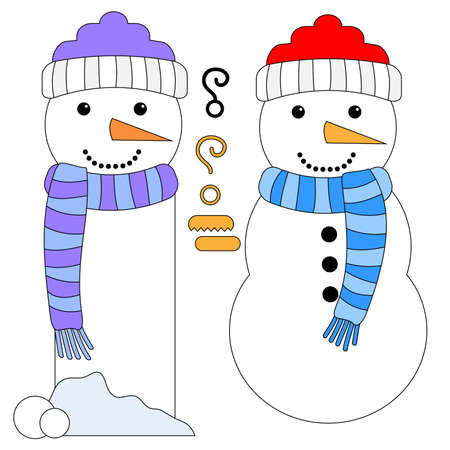 Snowman and Snowman Tag or Bookmarkのイラスト素材