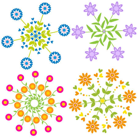 Ornaments with flowers and heartsのイラスト素材