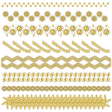 Festive golden trim or border collectionのイラスト素材