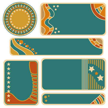 Colorful tag, label or banner collection with stars and stripesのイラスト素材