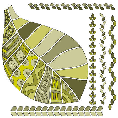 Leaf collection on white background, vector illustration.のイラスト素材