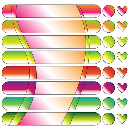 Colorful button or banner collection and hearts isolated  over white backgroundのイラスト素材