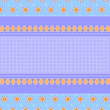 Blue and lilac background with flowers and dotsのイラスト素材