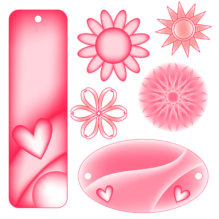 Romantic bookmarks or tags and flowersの写真素材