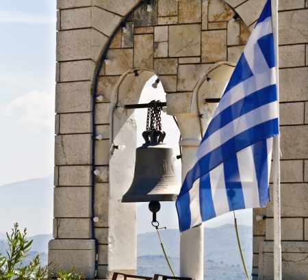 Steeple of an Orthodox church at Corfu, Greeceの写真素材