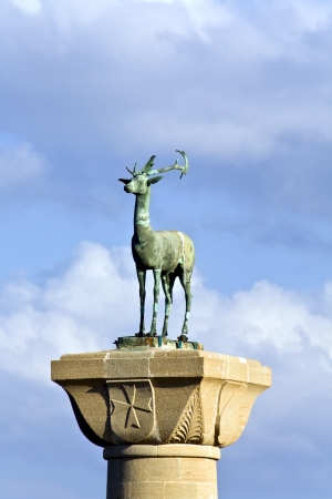 Statue of a deer at Rhodes island in Greece の写真素材
