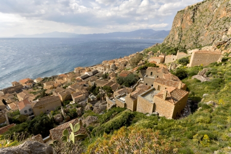 Fortified village of Monemvasia in Greece の写真素材