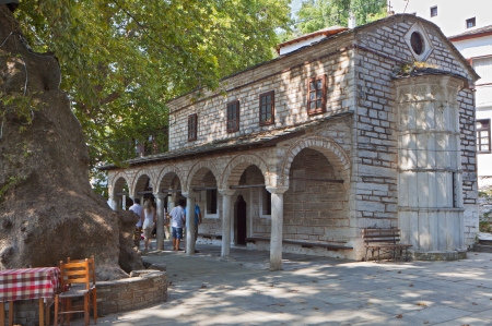Church at Makrinitsa village of Pelion in Greeceの写真素材